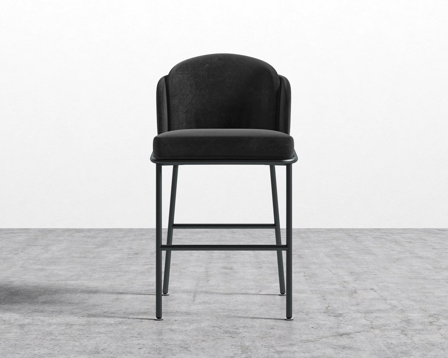 Angelo Counter Stool - Plush Velvet - Black - Black