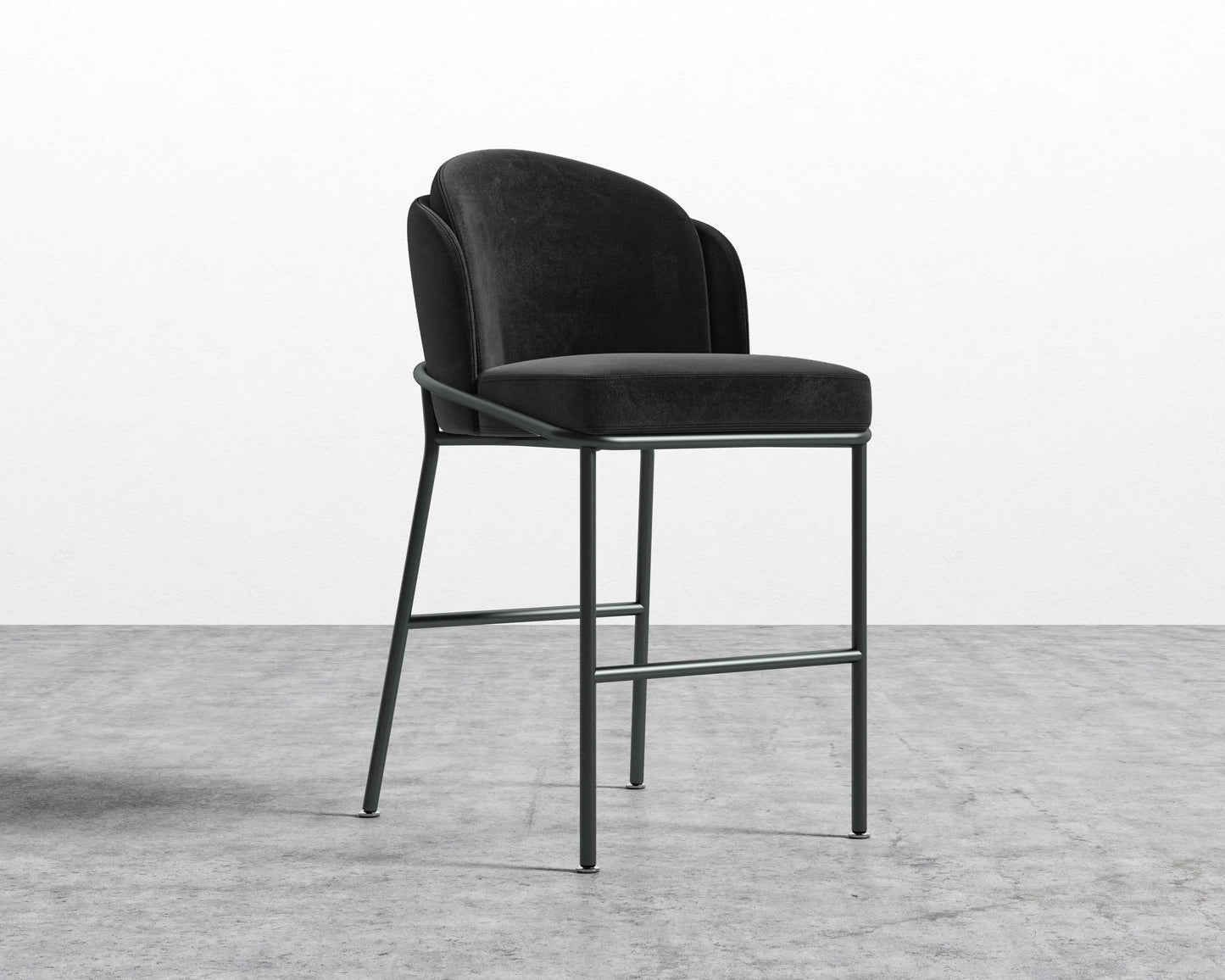 Angelo Counter Stool - Plush Velvet - Black - Black