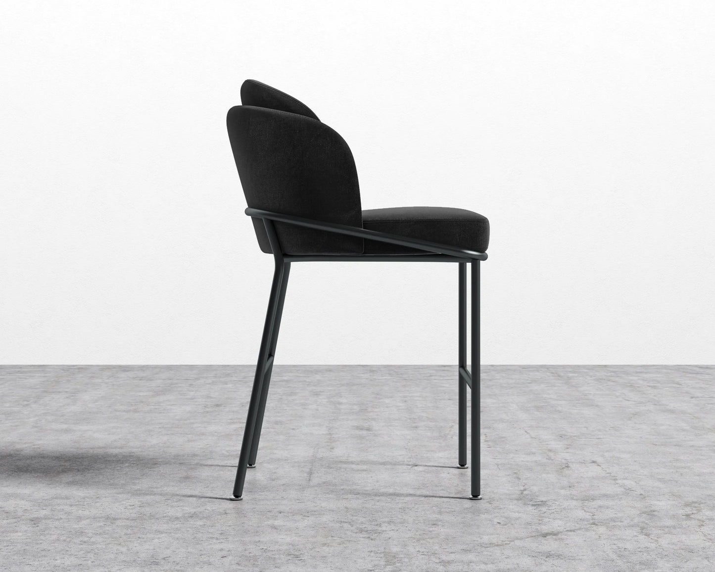 Angelo Counter Stool - Plush Velvet - Black - Black