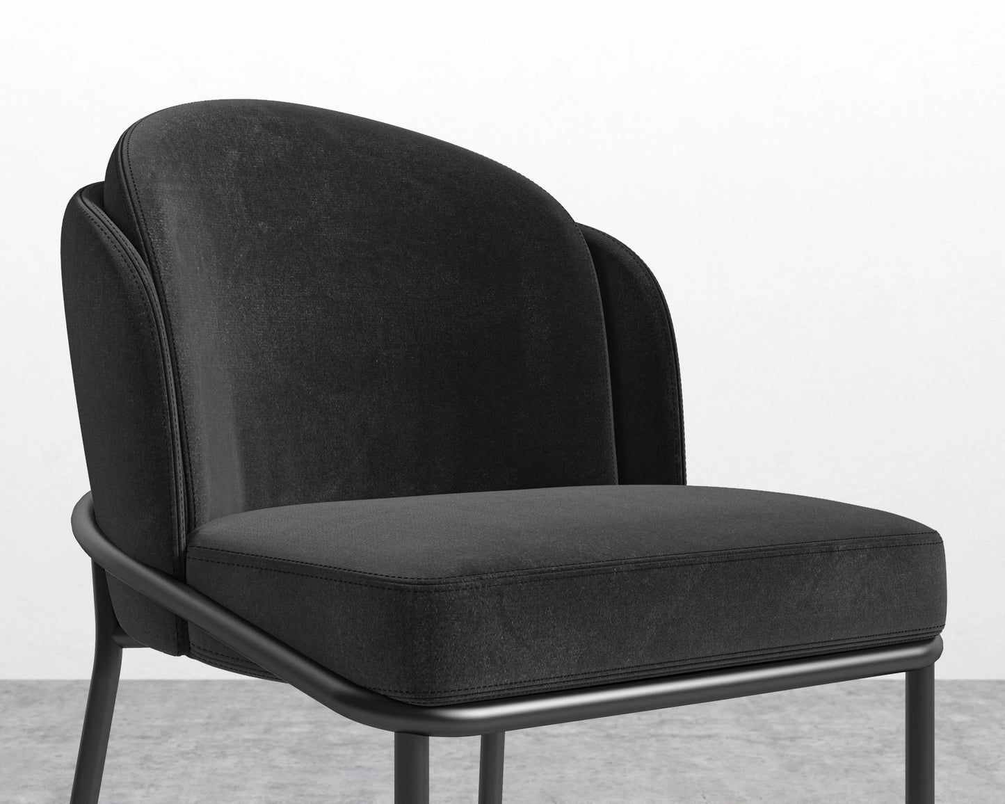 Angelo Counter Stool - Plush Velvet - Black - Black