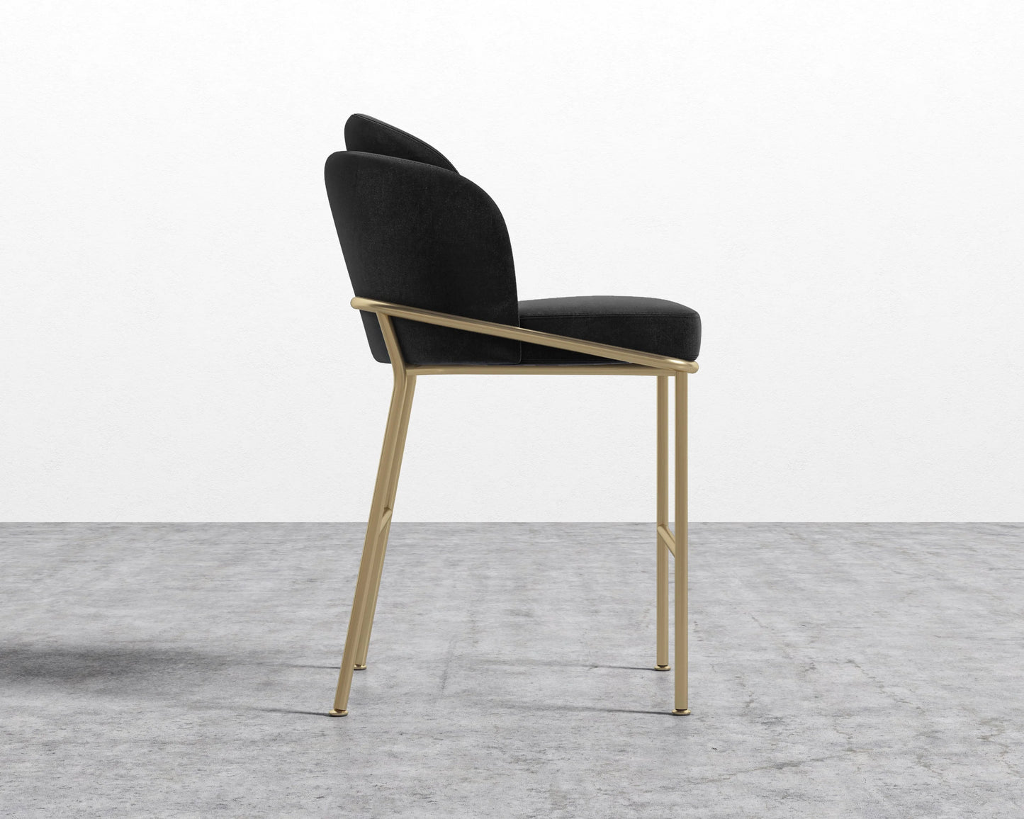 Angelo Counter Stool - Plush Velvet - Black - Brass