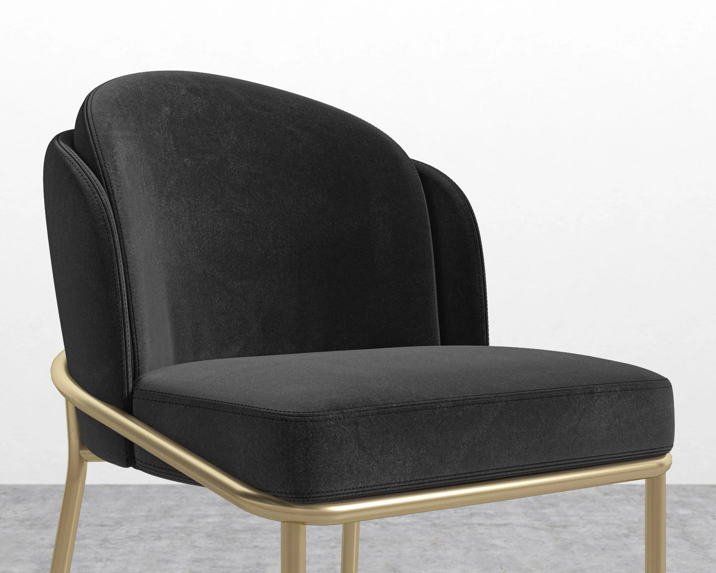 Angelo Counter Stool - Plush Velvet - Black - Brass