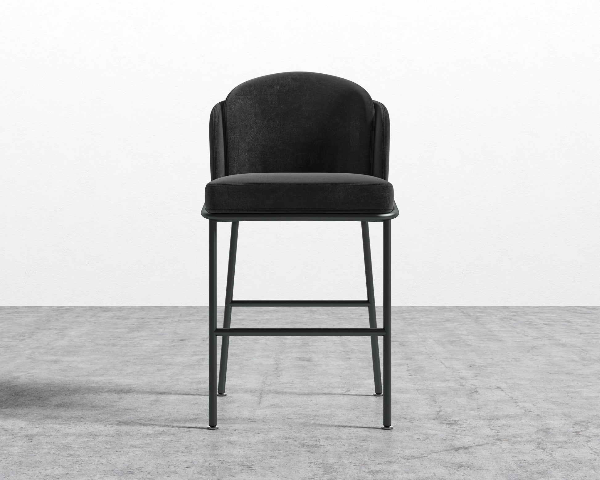 Angelo Counter Stool - Plush Velvet - Black - Black