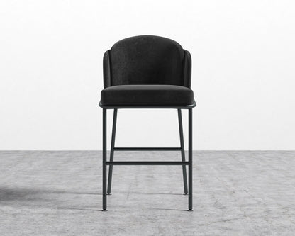 Angelo Counter Stool - Plush Velvet - Black - Black