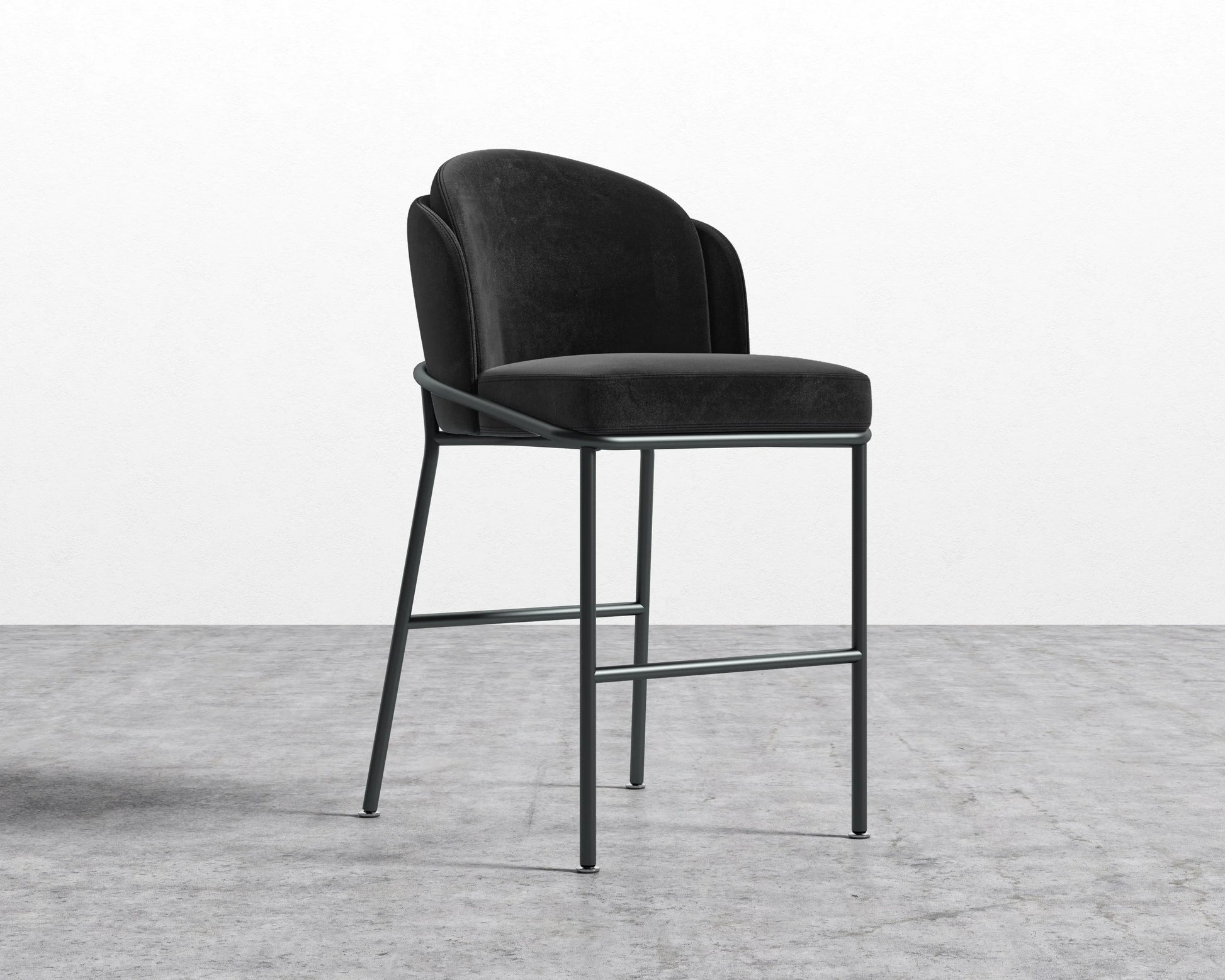 Angelo Counter Stool - Plush Velvet - Black - Black
