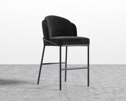 Angelo Counter Stool - Plush Velvet - Black - Black
