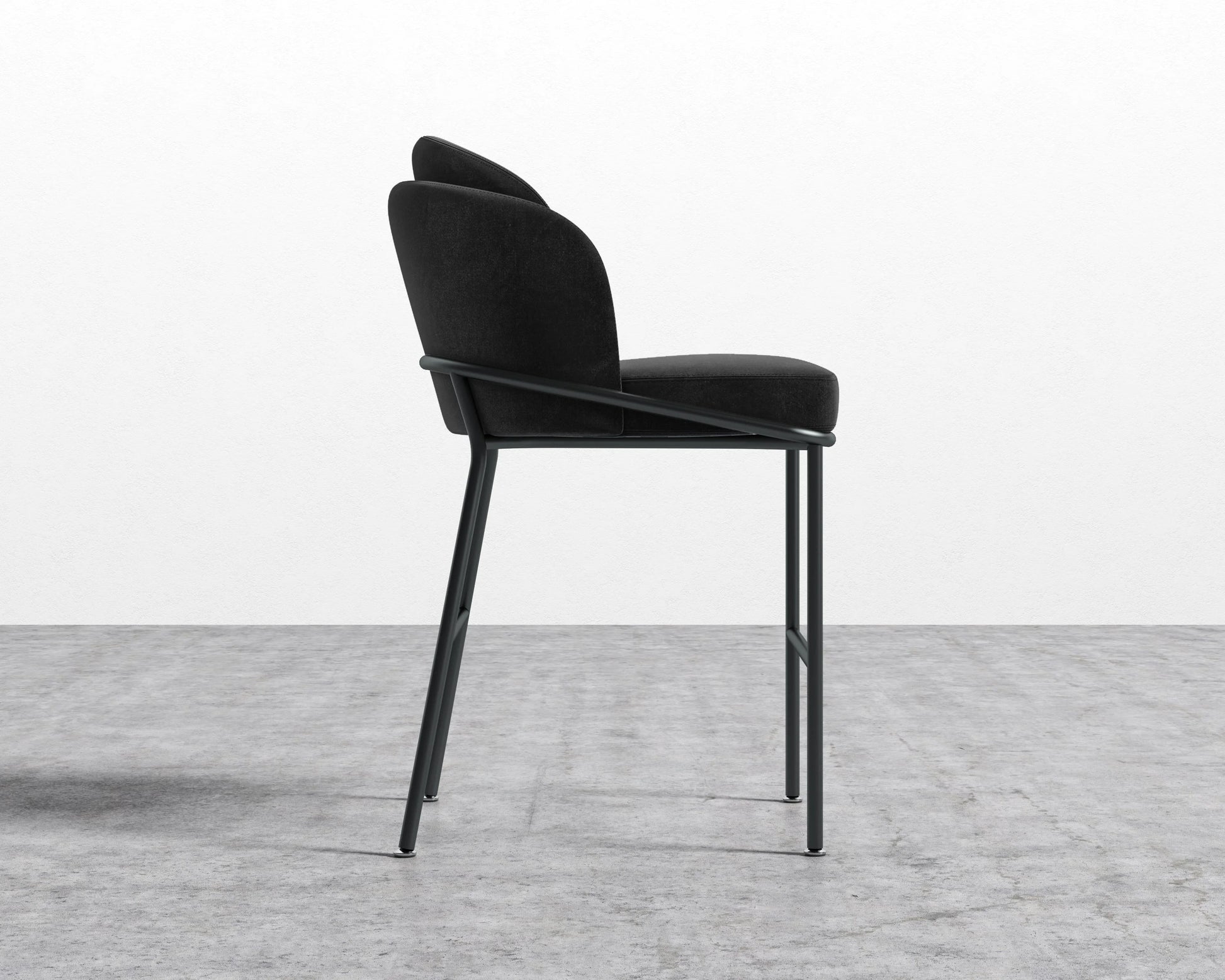 Angelo Counter Stool - Plush Velvet - Black - Black