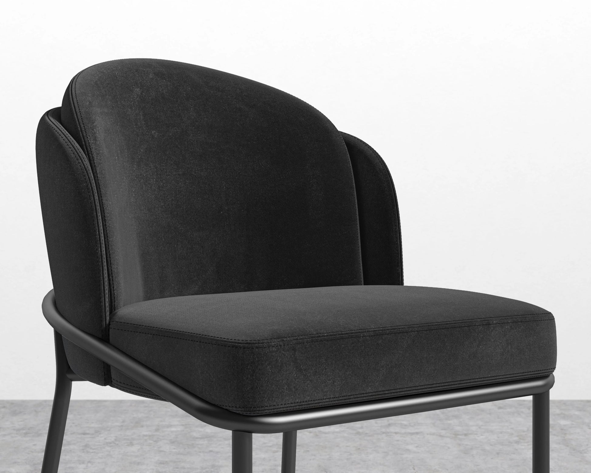 Angelo Counter Stool - Plush Velvet - Black - Black