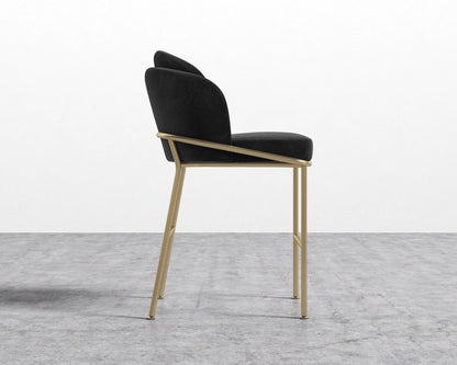 Angelo Counter Stool - Plush Velvet - Black - Brass
