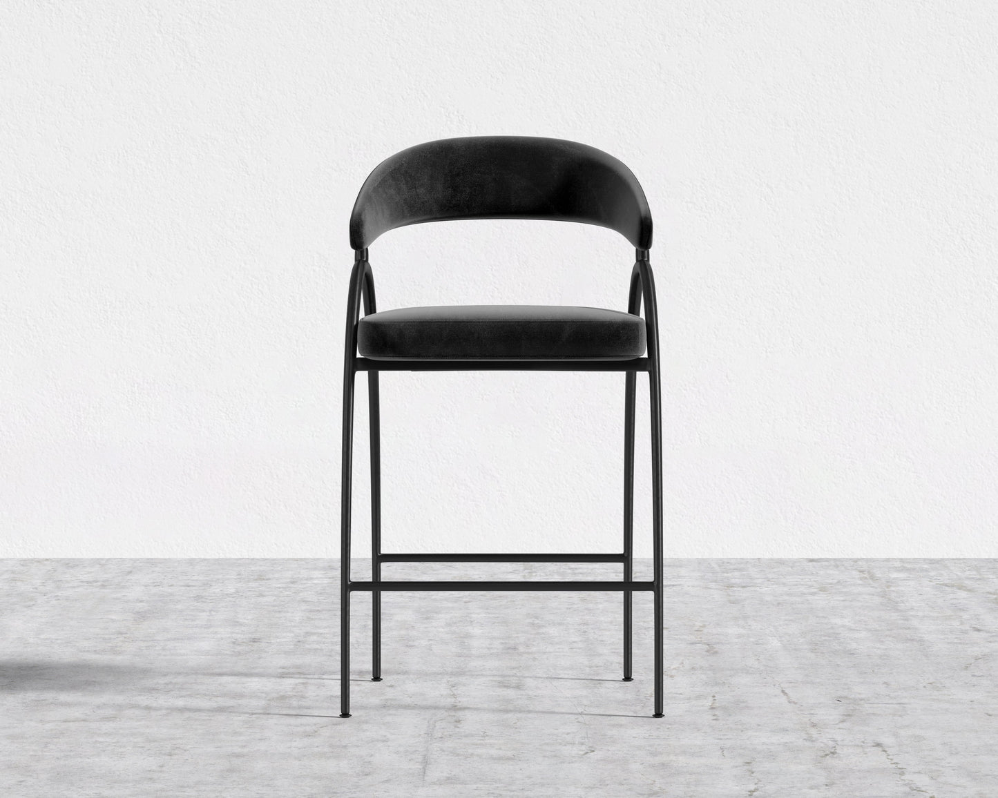 Uma Counter Stool - Plush Velvet - Black