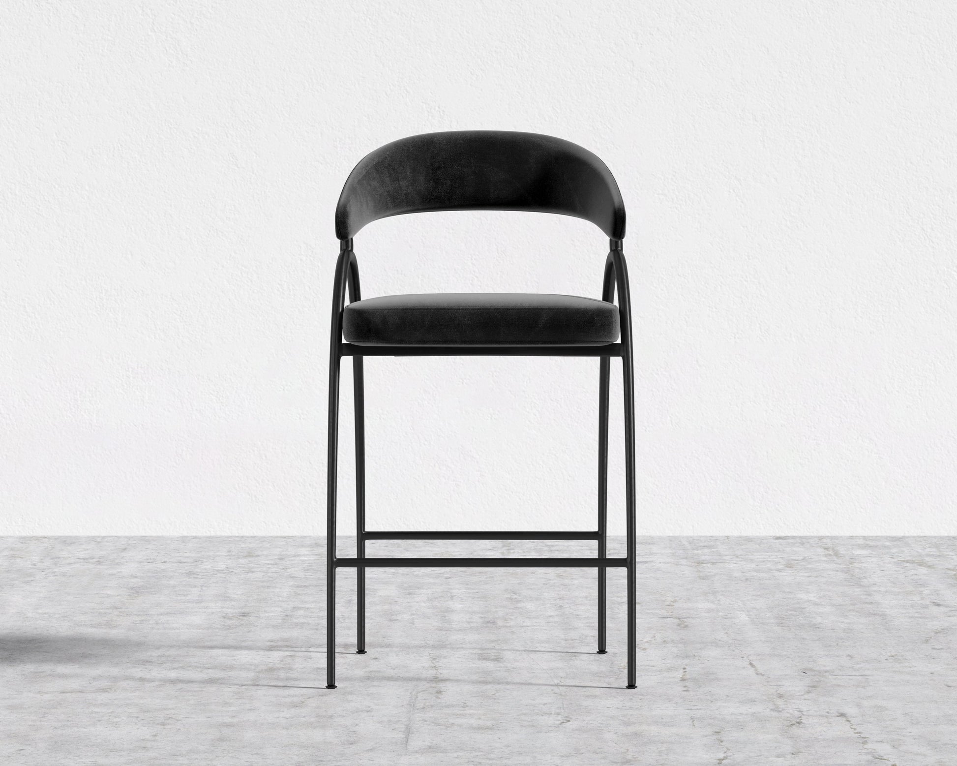 Uma Counter Stool - Plush Velvet - Black