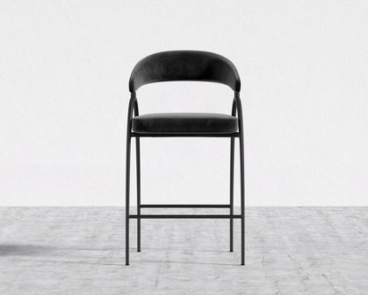 Uma Counter Stool - Plush Velvet - Black