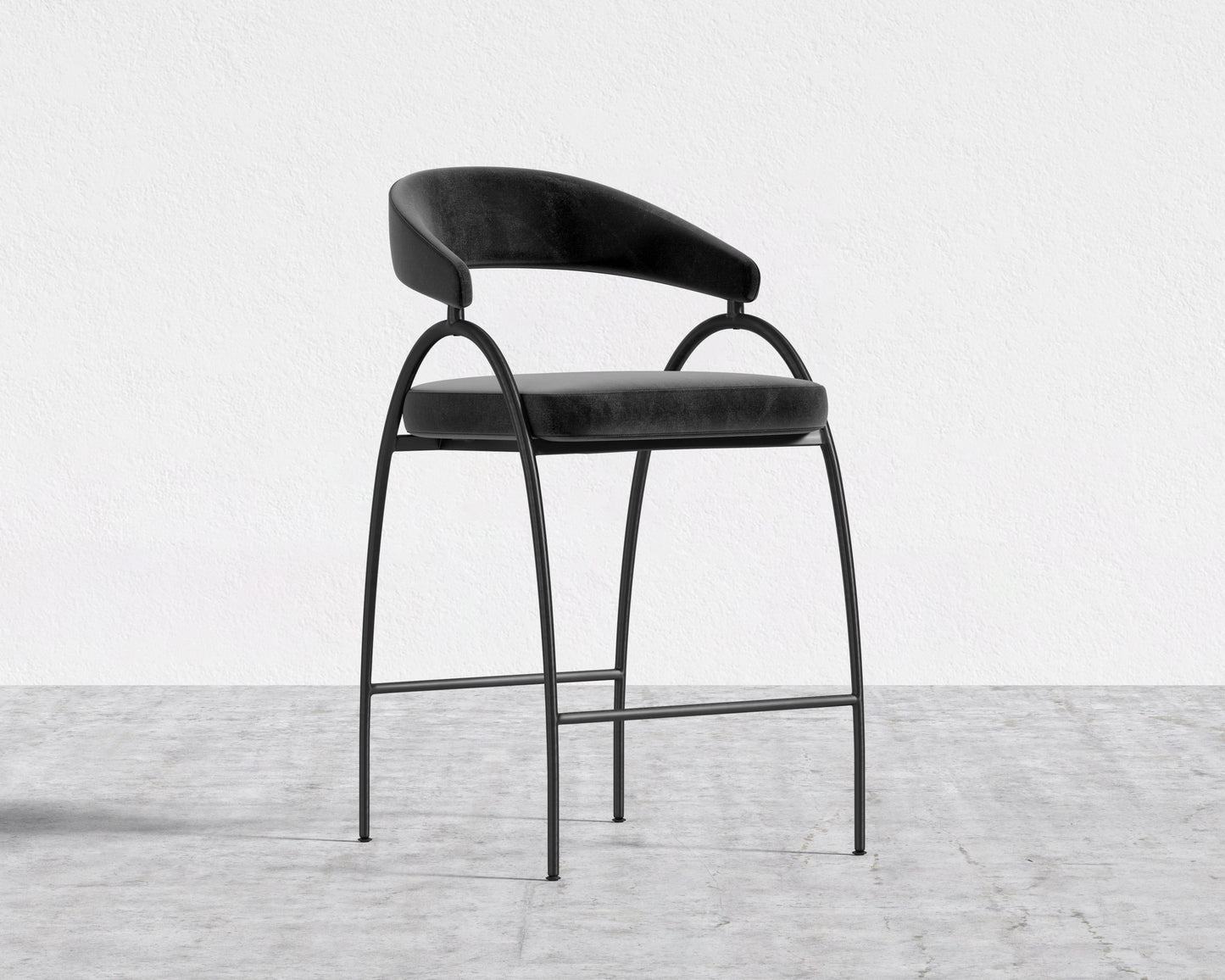 Uma Counter Stool - Plush Velvet - Black