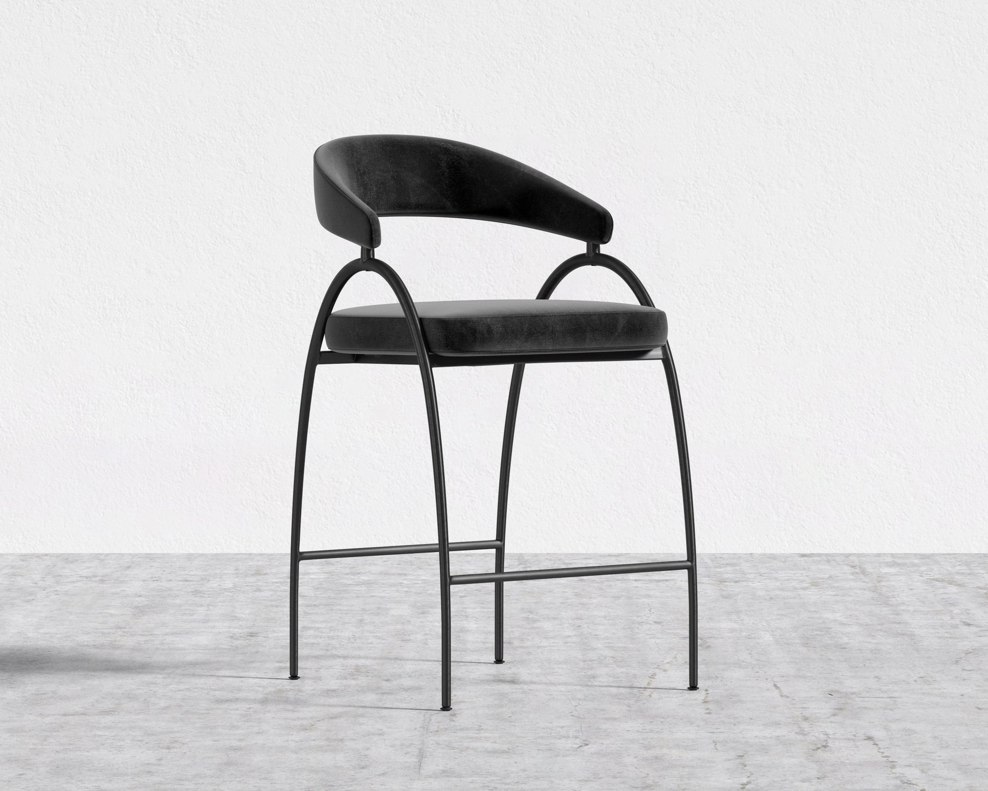 Uma Counter Stool - Plush Velvet - Black