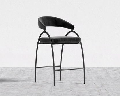 Uma Counter Stool - Plush Velvet - Black
